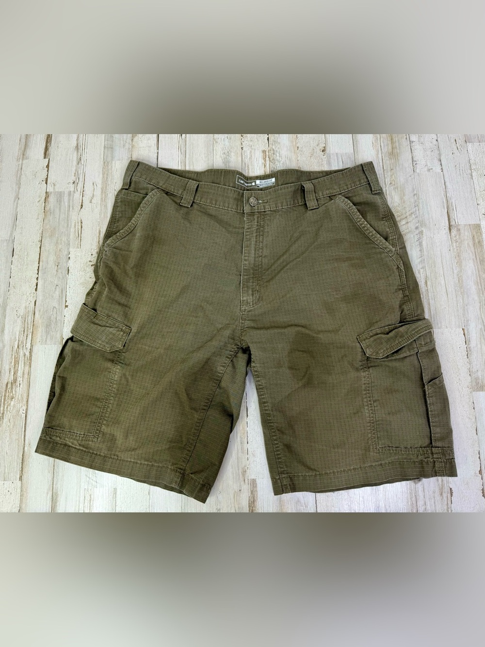 Carhartt Shorts Mens 40 Green Cargo Relaxed Fit 11”